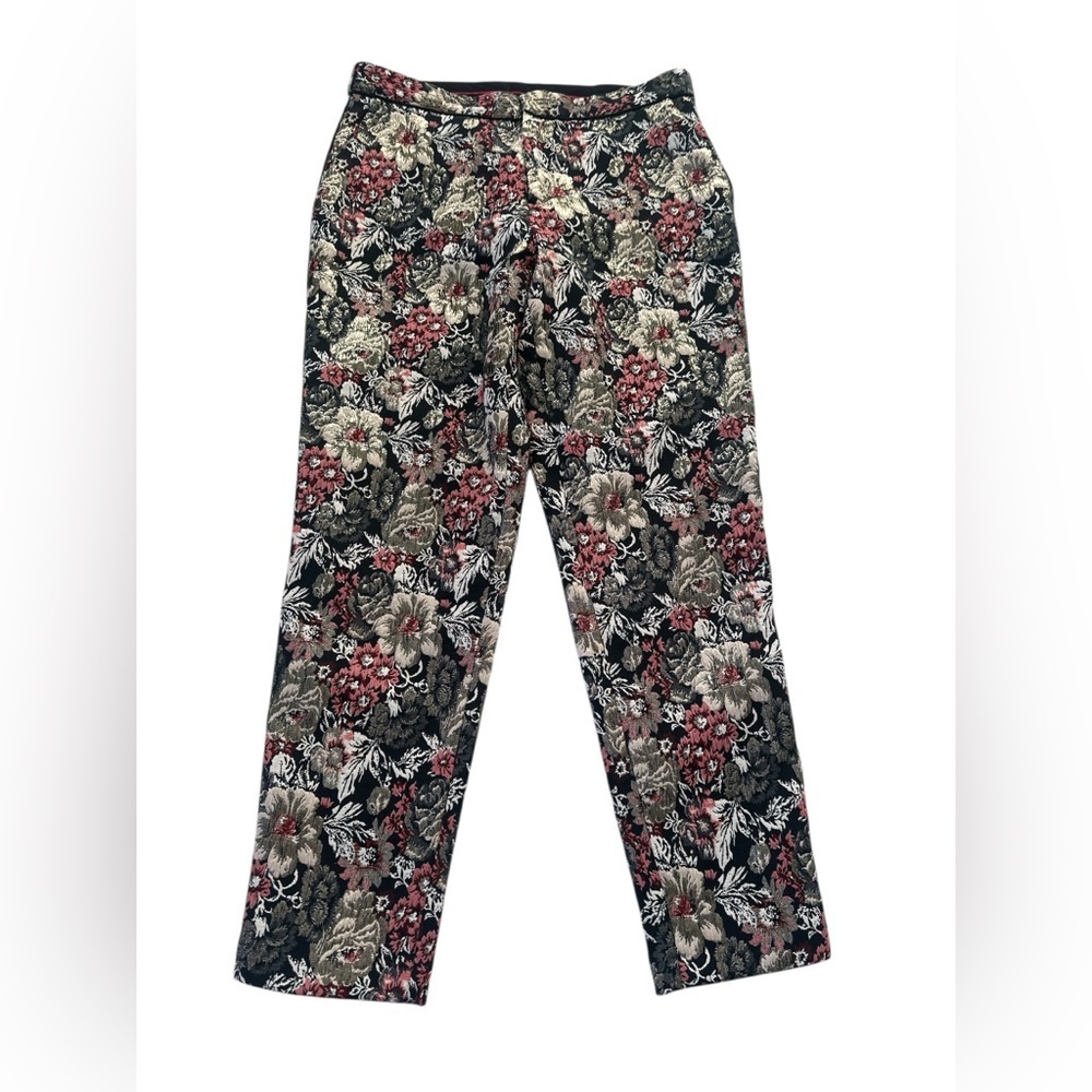 Anthropologie Maeve Jacquard Metallic Slim Trousers - Picture 4 of 11